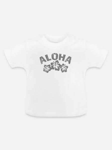 Aloha Hibiscus Tropendesign - Baby Bio-T-Shirt mit Rundhals - Weiß