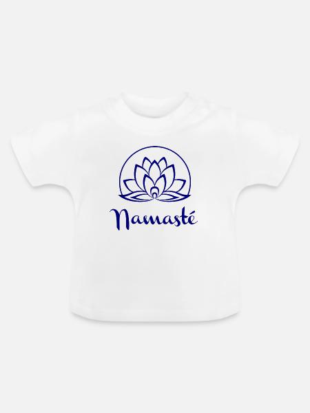 Namaste Lotus Mandala - Baby Bio-T-Shirt mit Rundhals - Weiß