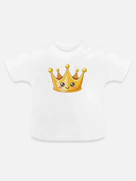 Kawaii Goldene Krone Illustration - Baby Bio-T-Shirt mit Rundhals - Weiß