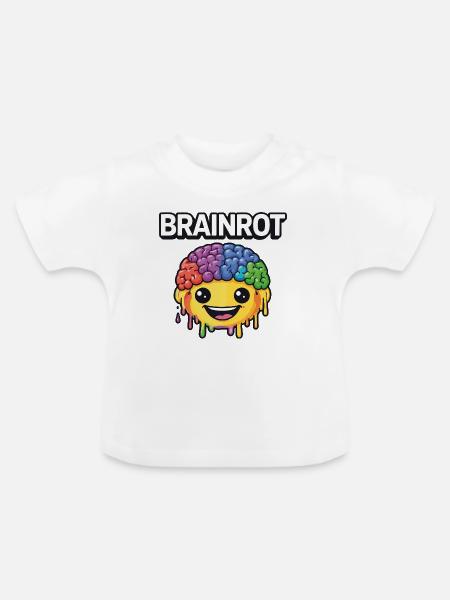 Brainrot Rainbow Smile - Baby Bio-T-Shirt mit Rundhals - Weiß