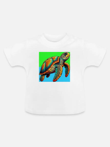 Schildkröte - Baby Bio-T-Shirt mit Rundhals - Weiß