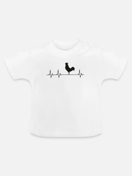 Hühner Fans -  Hahn - Gockel - Küken - Baby Bio-T-Shirt mit Rundhals - Weiß