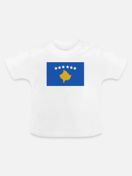 Kosovo-Flagge - Baby Bio-T-Shirt mit Rundhals - Weiß