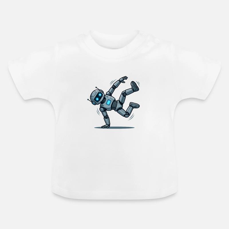 3 Le Robot Danseur Breakdance - T-shirt bio col rond Bébé - blanc
