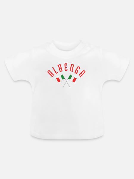 Albenga Italienisches Flaggenwappen - Baby Bio-T-Shirt mit Rundhals - Weiß