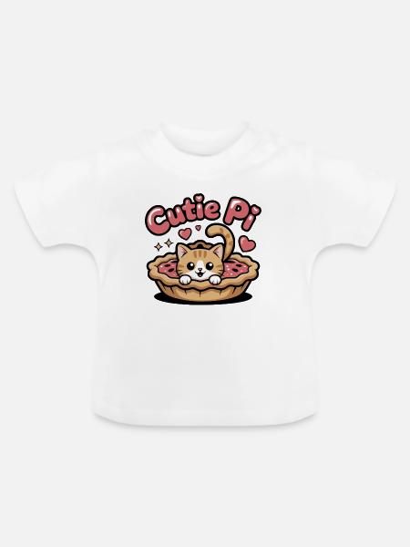 Cutie Pi Katze - Baby Bio-T-Shirt mit Rundhals - Weiß