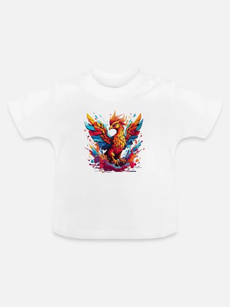 Feuerphönix Farbexplosion - Baby Bio-T-Shirt mit Rundhals - Weiß
