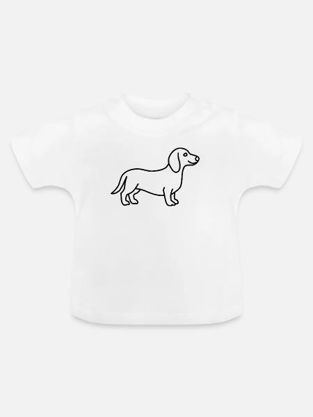 Dackel Kontur - Baby Bio-T-Shirt mit Rundhals - Weiß