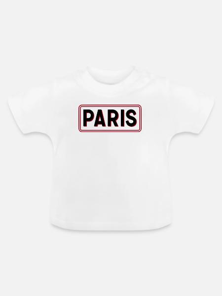 Pariser Red-Frame-Typografie - Baby Bio-T-Shirt mit Rundhals - Weiß