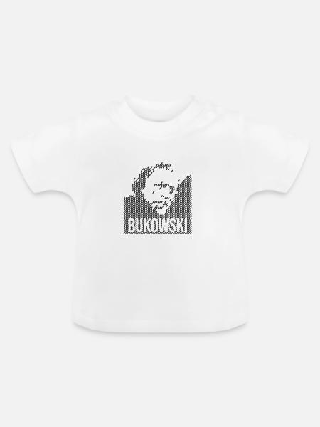 Charles Bukowski Porträtdesign - Baby Bio-T-Shirt mit Rundhals - Weiß