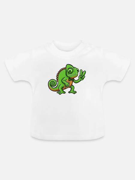 Chamäleon Gentleman Friedenszeichen - Baby Bio-T-Shirt mit Rundhals - Weiß