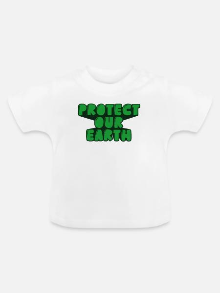 Beschütze unsere Erde - Baby Bio-T-Shirt mit Rundhals - Weiß