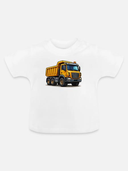 Baufahrzeug Kipplaster - Baby Bio-T-Shirt mit Rundhals - Weiß