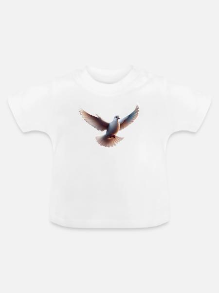 Weiße Taube im Flug - Baby Bio-T-Shirt mit Rundhals - Weiß
