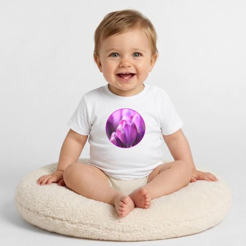 Crocus Crocus Fleurs violettes Crocus Bourgeon de crocus T-shirt bio col rond Bébé
