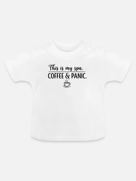 Kaffee- und Panik-Spa - Baby Bio-T-Shirt mit Rundhals - Weiß