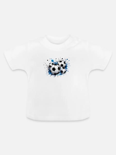 Das Fußballdesign zum Großereignis - Baby Bio-T-Shirt mit Rundhals - Weiß