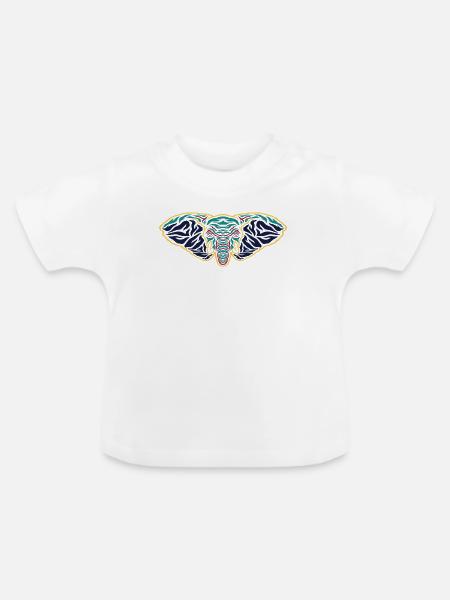 Psychedelischer Elefantenkopf - Baby Bio-T-Shirt mit Rundhals - Weiß