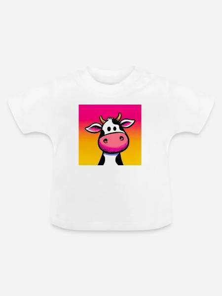Kuh - Baby Bio-T-Shirt mit Rundhals - Weiß
