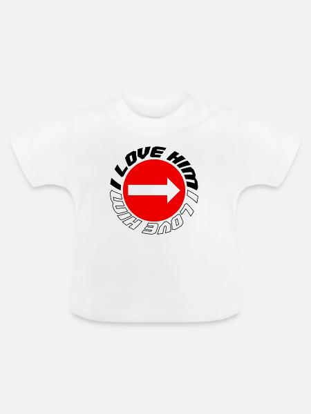 Ich liebe ihn - Baby Bio-T-Shirt mit Rundhals - Weiß