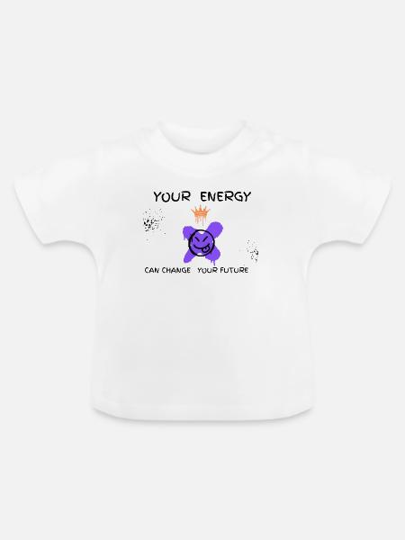 Crown Graffiti Lila - Baby Bio-T-Shirt mit Rundhals - Weiß