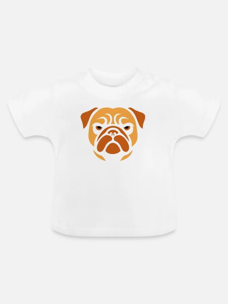 Mops , Hundekopf - Baby Bio-T-Shirt mit Rundhals - Weiß