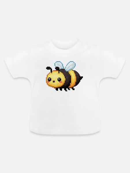 Pixelbiene Niedliche Retro Bienchen - Baby Bio-T-Shirt mit Rundhals - Weiß