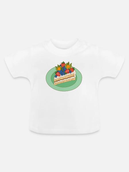 Fruchtige Tortenpracht - Baby Bio-T-Shirt mit Rundhals - Weiß