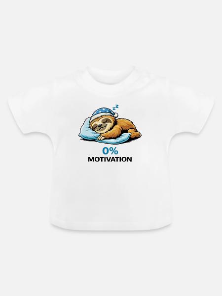Schläfriger Faulheit bei null Prozent - Baby Bio-T-Shirt mit Rundhals - Weiß