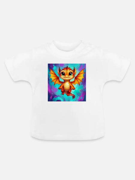 Drache - Baby Bio-T-Shirt mit Rundhals - Weiß