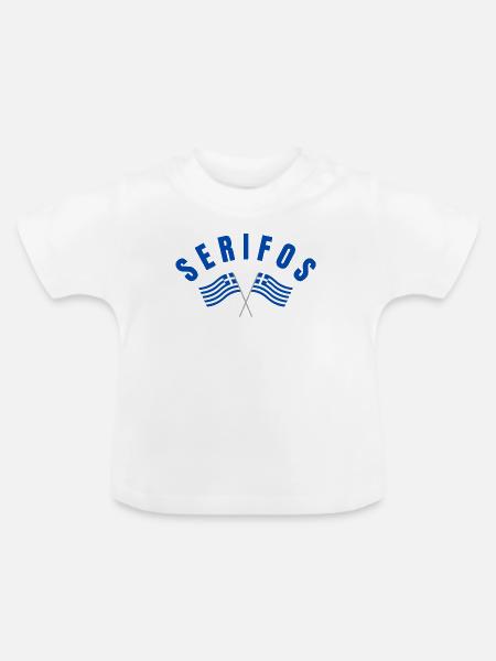 Serifos Griechische Flaggen - Baby Bio-T-Shirt mit Rundhals - Weiß