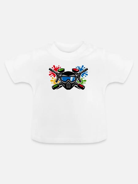 Graffiti-Helm mit Farbspritzer - Baby Bio-T-Shirt mit Rundhals - Weiß