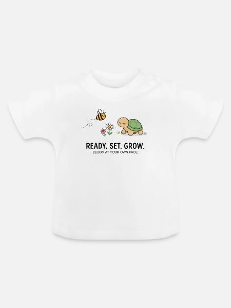 Sanfte Gartenschildkröte und Biene - Baby Bio-T-Shirt mit Rundhals - Weiß