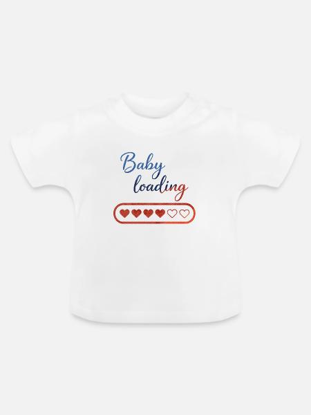 Baby Loading: Herz-Countdown - Baby Bio-T-Shirt mit Rundhals - Weiß