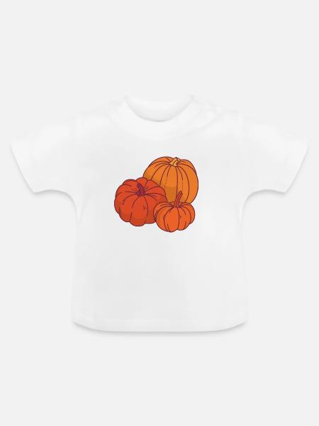 Cartoon-Stil Kürbisse - Baby Bio-T-Shirt mit Rundhals - Weiß