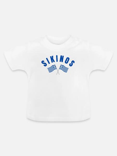 Sikinos Griechische Flaggen - Baby Bio-T-Shirt mit Rundhals - Weiß