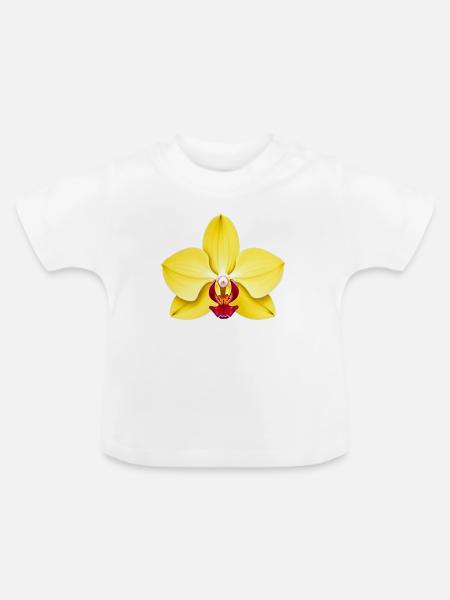 Orchidee - Baby Bio-T-Shirt mit Rundhals - Weiß