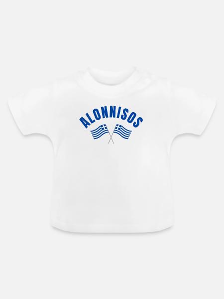 Alonnisos kreuzte griechische Flaggen - Baby Bio-T-Shirt mit Rundhals - Weiß