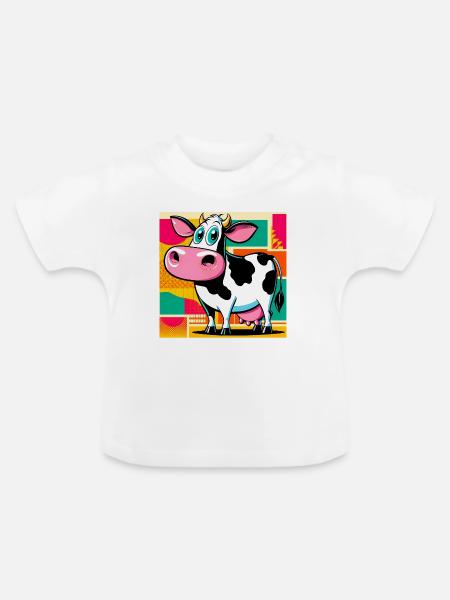 Kuh - Baby Bio-T-Shirt mit Rundhals - Weiß