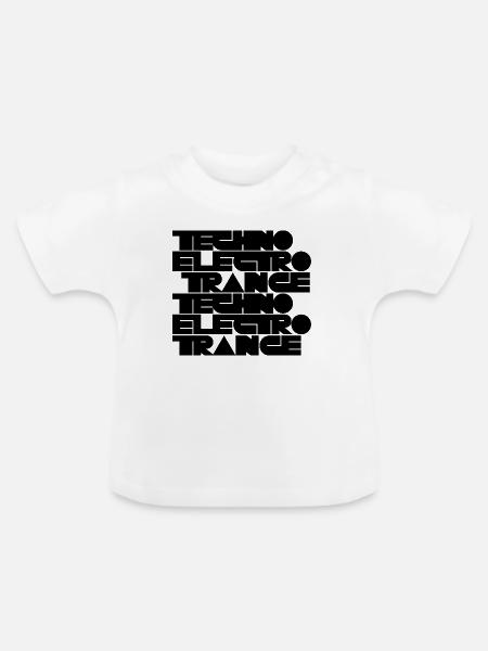 Techno Electro Trance Musik - Baby Bio-T-Shirt mit Rundhals - Weiß