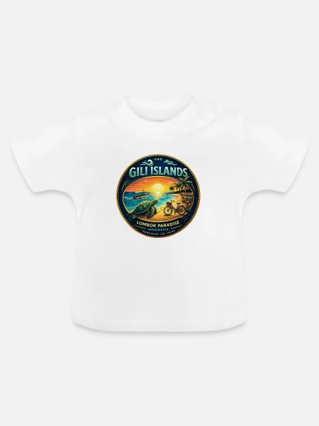 Gili Islands Sunset Turtle Tee - Baby Bio-T-Shirt mit Rundhals - Weiß