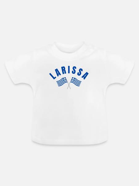 Larissa Griechische Flaggen - Baby Bio-T-Shirt mit Rundhals - Weiß