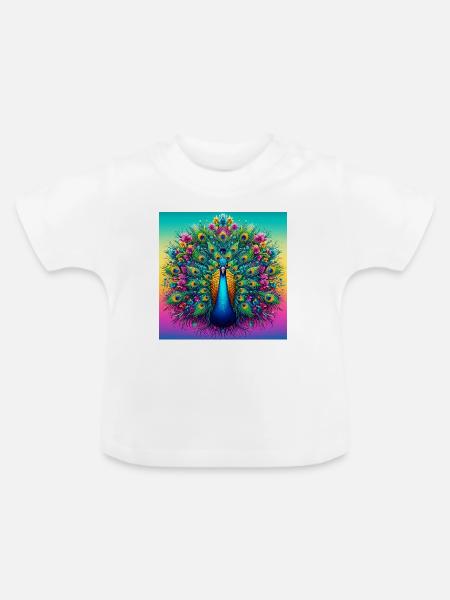 Pfau - Baby Bio-T-Shirt mit Rundhals - Weiß