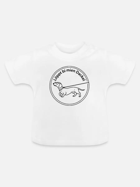 löppt bi mien dackel - Baby Bio-T-Shirt mit Rundhals - Weiß