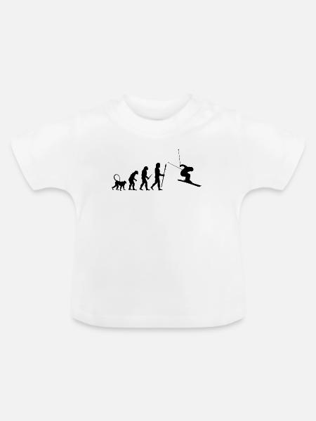 Skifahrer Evolution - Baby Bio-T-Shirt mit Rundhals - Weiß