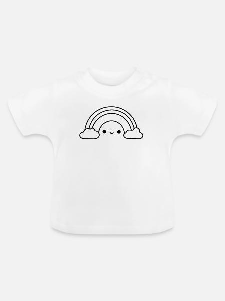 Regenbogen - Baby Bio-T-Shirt mit Rundhals - Weiß