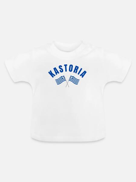 Kastoria Griechische Flaggen - Baby Bio-T-Shirt mit Rundhals - Weiß