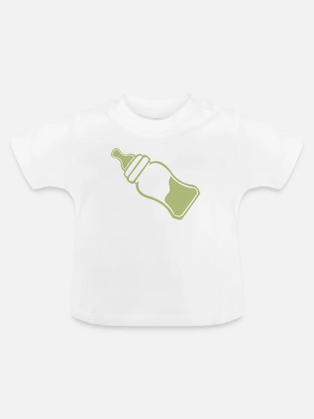 babyflasche- - Baby Bio-T-Shirt mit Rundhals - Weiß