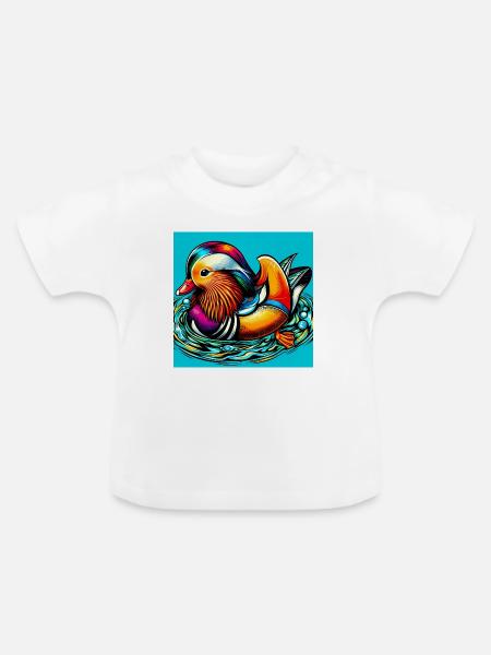 Mandarinente - Baby Bio-T-Shirt mit Rundhals - Weiß