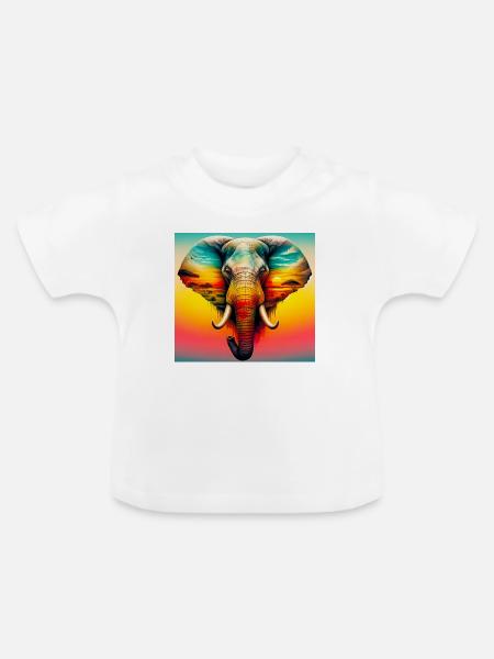 Elefant - Baby Bio-T-Shirt mit Rundhals - Weiß